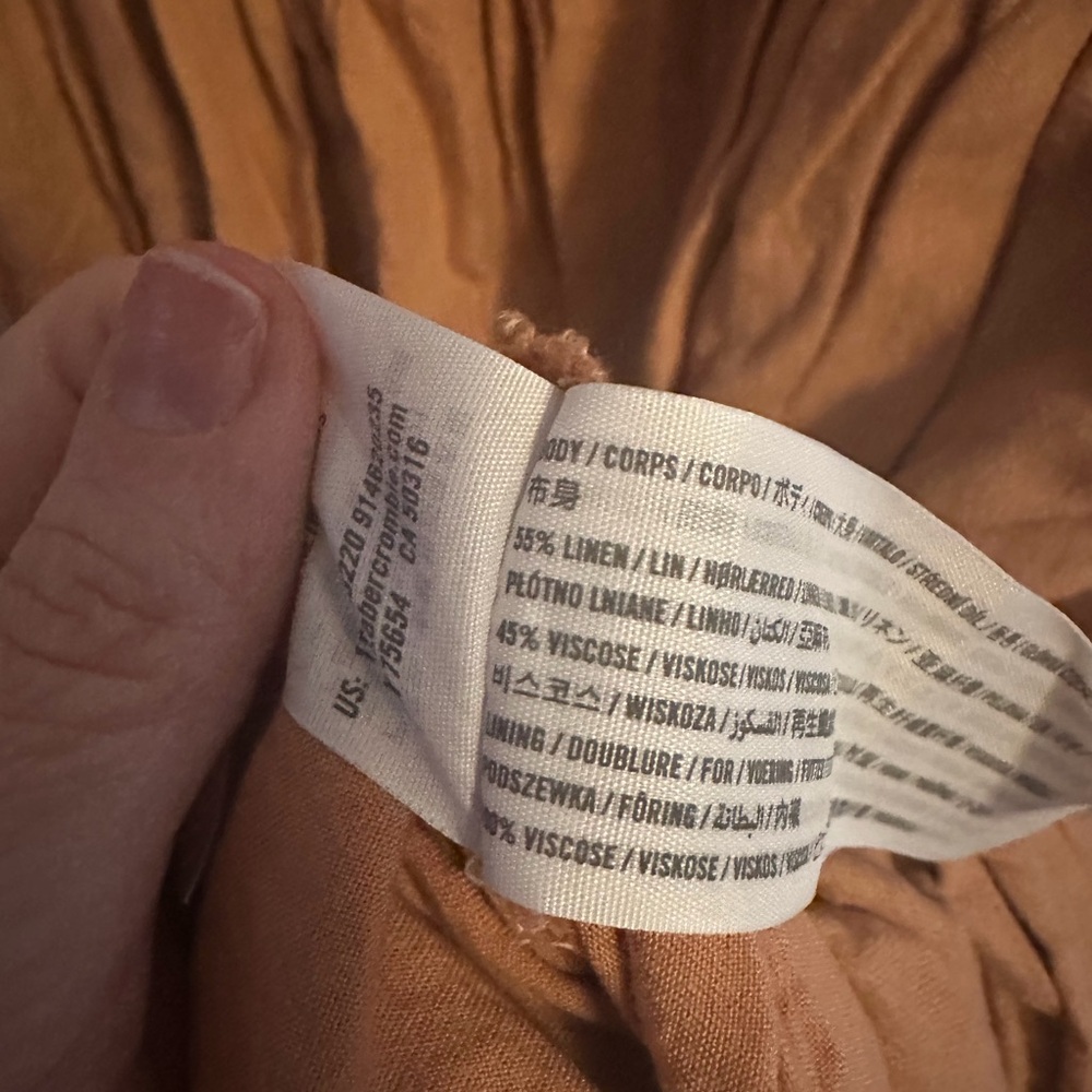 Abercrombie & Fitch Tan Midi Dress with Puff Sleeves - Picture 3 of 3